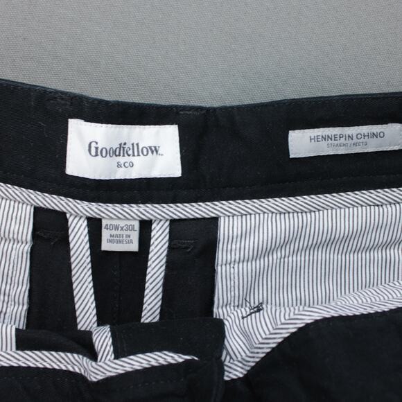 Goodfellow Chino Pants Mens 40X30 Black Hennepin Straight Leg Relaxed Fit - Picture 2 of 8